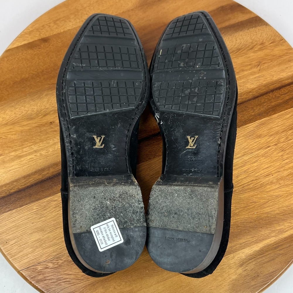 Mens Louis Vuitton Black Suede Square Toe Dress Shoes‎ Derby Oxfords Size UK 9.5 - Picture 7 of 10